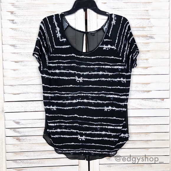 Express Tops - Express | Chiffon Back Watercolor Stripe Top